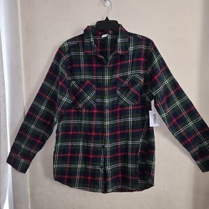 Stoic Men's Casual Plaid Button-Down Shirt - Red and Green